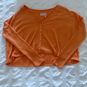 Urban Outfitters Orange Long Sleeve Button Henley Top